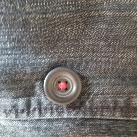 Loft Dark Wash Denim Double Breasted Peacoat - Picture 5 of 9